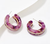 Diamonique x Zaxie Purple Hoop Earrings, 1-1/4"